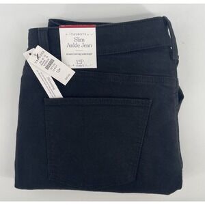 Talbots Slim Ankle Jean 12P Black Curvy High Rise Petite Classic Office NWT